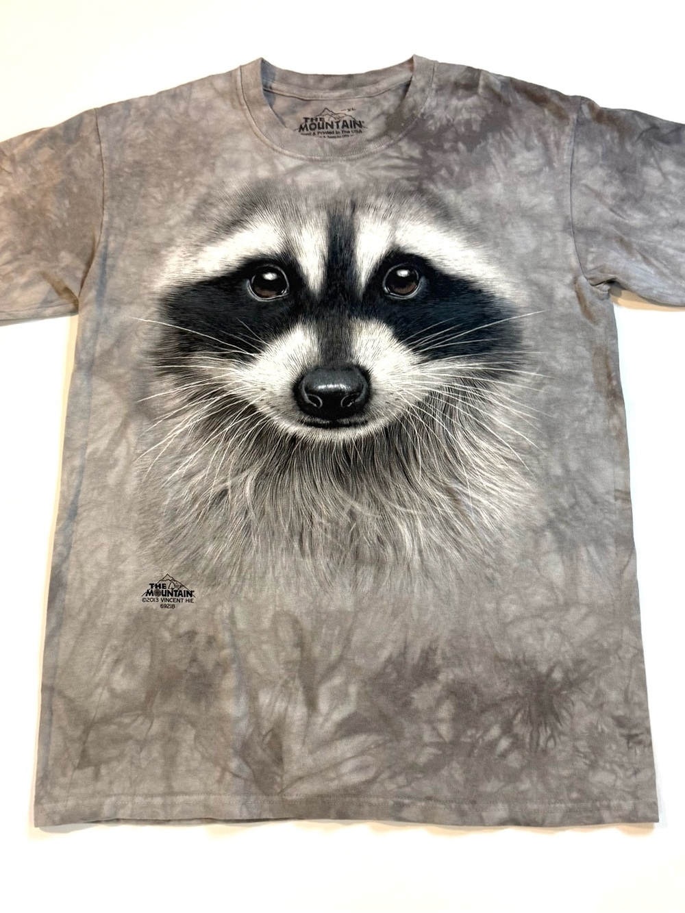 The Mountain Raccoon Face Bandit Masked Gray Animal T-Shirt Kids Sz XL